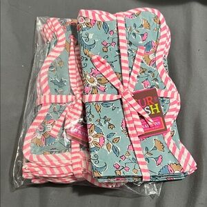 NWT Furbish Hand Blockprinted Napkins set of 8 NO Monogram, plain. 100% cotton